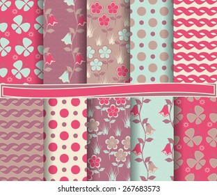 set of  abstract vector paper for scrapbook