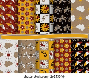 set of  abstract vector paper for scrapbook