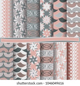 set of abstract vector paper with abstract shapes, decorative flowers and design elements for scrapbook