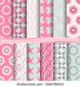 set of abstract vector paper with abstract shapes, decorative flowers and design elements for scrapbook