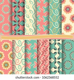set of abstract vector paper with abstract shapes, decorative flowers and design elements for scrapbook