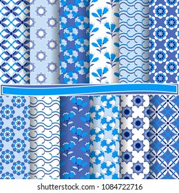 set of abstract vector paper with abstract shapes, decorative flowers and design elements for scrapbook