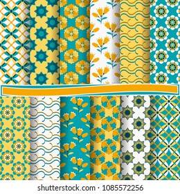 set of abstract vector paper with abstract shapes, decorative flowers and design elements for scrapbook