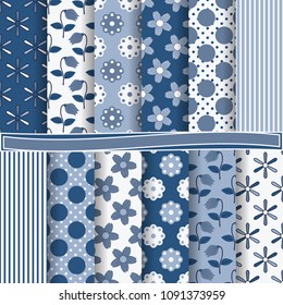 set of abstract vector paper with abstract shapes, decorative flowers and design elements for scrapbook