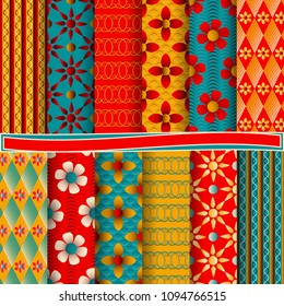 set of abstract vector paper with abstract shapes, decorative flowers and design elements for scrapbook