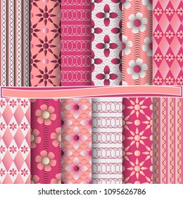 set of abstract vector paper with abstract shapes, decorative flowers and design elements for scrapbook