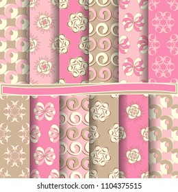 set of abstract vector paper with abstract shapes, decorative flowers and design elements for scrapbook