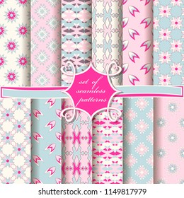 set of abstract vector paper with abstract shapes, decorative flowers and design elements for scrapbook
