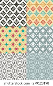 Set of abstract vector seamless backgrounds with monochrome elements