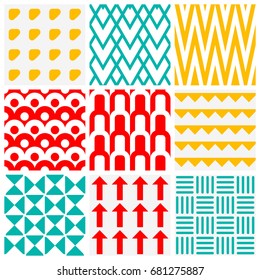 Set of abstract vector seamless ornament patterns.