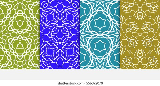 set of Abstract vector seamless pattern with abstract floral ornament. For design, wallpaper, textile industry