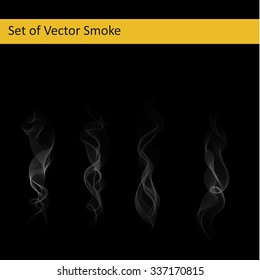 Set of abstract vector transparent cigarette smoke 
