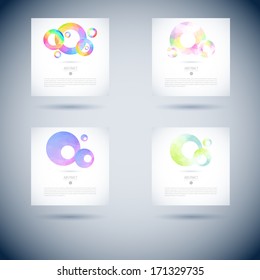 set of abstract vector trendy scene with three object pattern for design straight white star gathering colourful conceptual background scene stack multicolor digital clouds modern artistic site busine