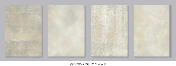 Set of abstract vector watercolor texture and old paper for cover design, flayers, menu, notebook, cards. Hand drawn vintage vector illustration for background.