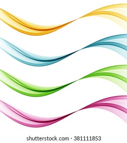 Set Abstract vector wave, blue, green,  orange  and pink waved lines for design brochure, website, flyer 