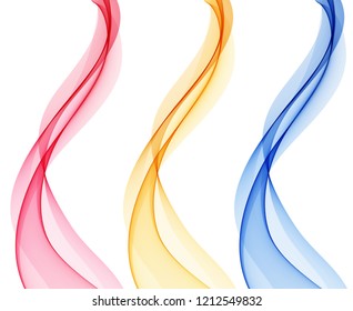 Set of Abstract vector wave, color flow waved lines for brochure, website, flyer design. Transparent smooth wave