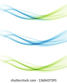 Set of Abstract vector wave, color flow waved lines for brochure, website, flyer design. Transparent smooth wave