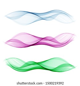 Set of Abstract vector wave, color flow waved lines for brochure, website, flyer design. Transparent smooth wave
