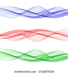 Set of Abstract vector wave, color flow waved lines for brochure, website, flyer design. Transparent smooth wave