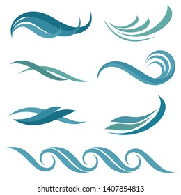 Set of abstract vector waves on white background for logo, website, brochure and print template design.