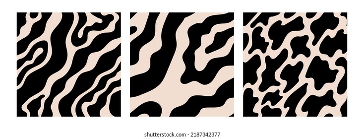 Conjunto de patrones abstractos ondulados de vectores sin costura. Marco psicodélico retro de moda en los años 90, estilo de los años 2000. Textura en estética y2k