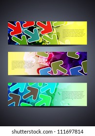 set of abstract vector web header/banner designs with arrows