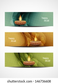 set of abstract vector web header/banner designs for diwali.