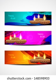 set of abstract vector web header/banner designs for diwali.