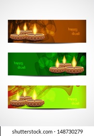 set of abstract vector web header/banner designs for diwali.