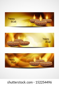 set of abstract vector web header/banner designs for diwali. vector illustration