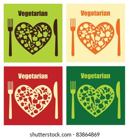 set of abstract vegan cards. vector illustration