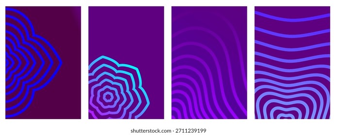 Conjunto de planos de fundo verticais abstratos com ondas coloridas