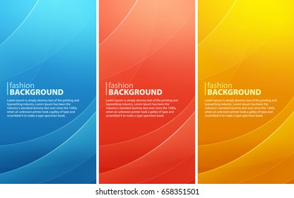 Set of abstract vertical backgrounds of curved lines. Curvaceous lines with blur gradient effect. Vector illustration.
