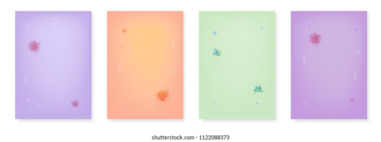 Set of abstract vertical backgrounds with decorative elements. Geometric temlates for posters. Vector illustration. 