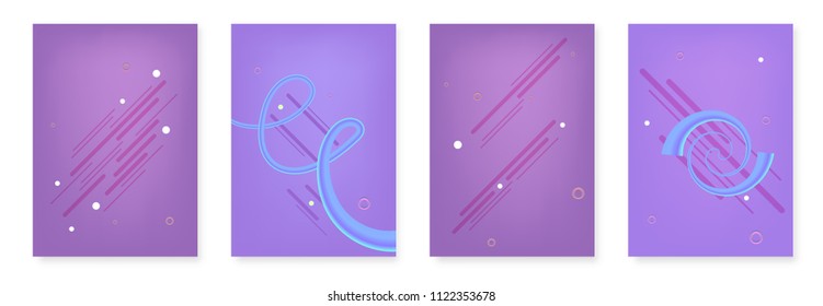 Set of abstract vertical backgrounds with decorative elements. Geometric temlates for posters. Vector illustration. 
