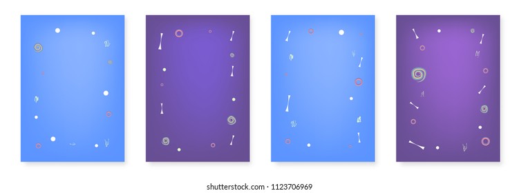 Set of abstract vertical backgrounds with decorative elements. Geometric temlates for posters. Vector illustration. 