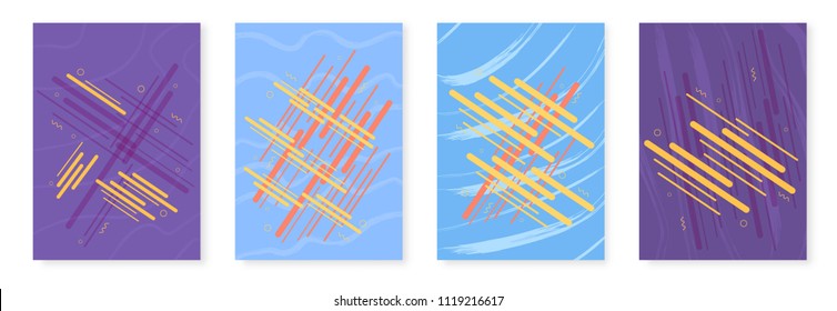 Set of abstract vertical backgrounds. Geometric temlates. Vector illustration. 