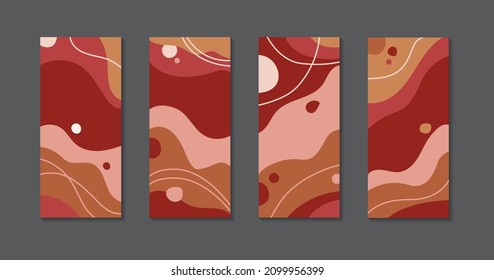 El conjunto de plantillas abstractas de diseño de fondo de banner vertical usan colores de variante oscura. estilo de onda líquida. estilo moderno con colores multicolor rojo y marrón