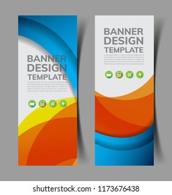 Set of abstract vertical banners with wavy shape.