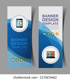 Set of abstract vertical banners with wavy shape.