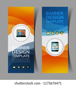 Set of abstract vertical banners with wavy shape.