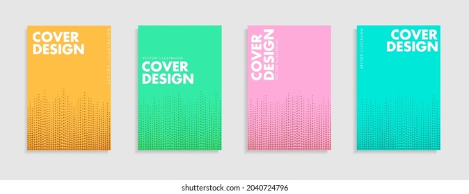 Set of abstract vertical dots line backgrounds in pastel colors. Modern trendy color patterns collection design. Background for cover, banner and poster template design. Vector illustration