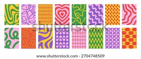 Set of Abstract vertical geometric backgrounds with colorful waves and shapes. Trendy vector illustration in style retro 