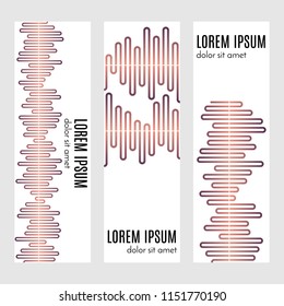 Set of abstract vertical header banners with curved lines and place for text. Colorful backgrounds for web design. Vector illustration
