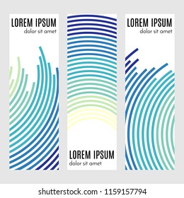 Set of abstract vertical header banners with curved lines and place for text. Colorful backgrounds for web design. Vector illustration
