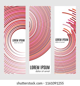 Set of abstract vertical header banners with curved lines and place for text. Colorful backgrounds for web design. Vector illustration