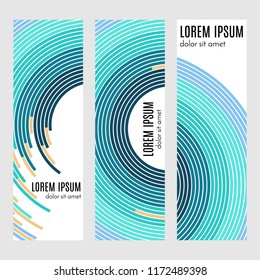 Set of abstract vertical header banners with curved lines and place for text. Colorful backgrounds for web design. Vector illustration
