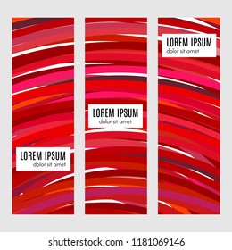 Set of abstract vertical header banners with curved lines and place for text. Colorful backgrounds for web design. Vector illustration