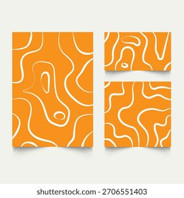 Conjunto de fundos abstratos verticais, quadrados, horizontais com ondas coloridas. Ilustração na moda em estilo retro 60s, 70s.