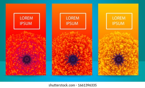 Set of abstract vertical vector wallpapers with colorful flower for smartphones, mobiles and other devices.